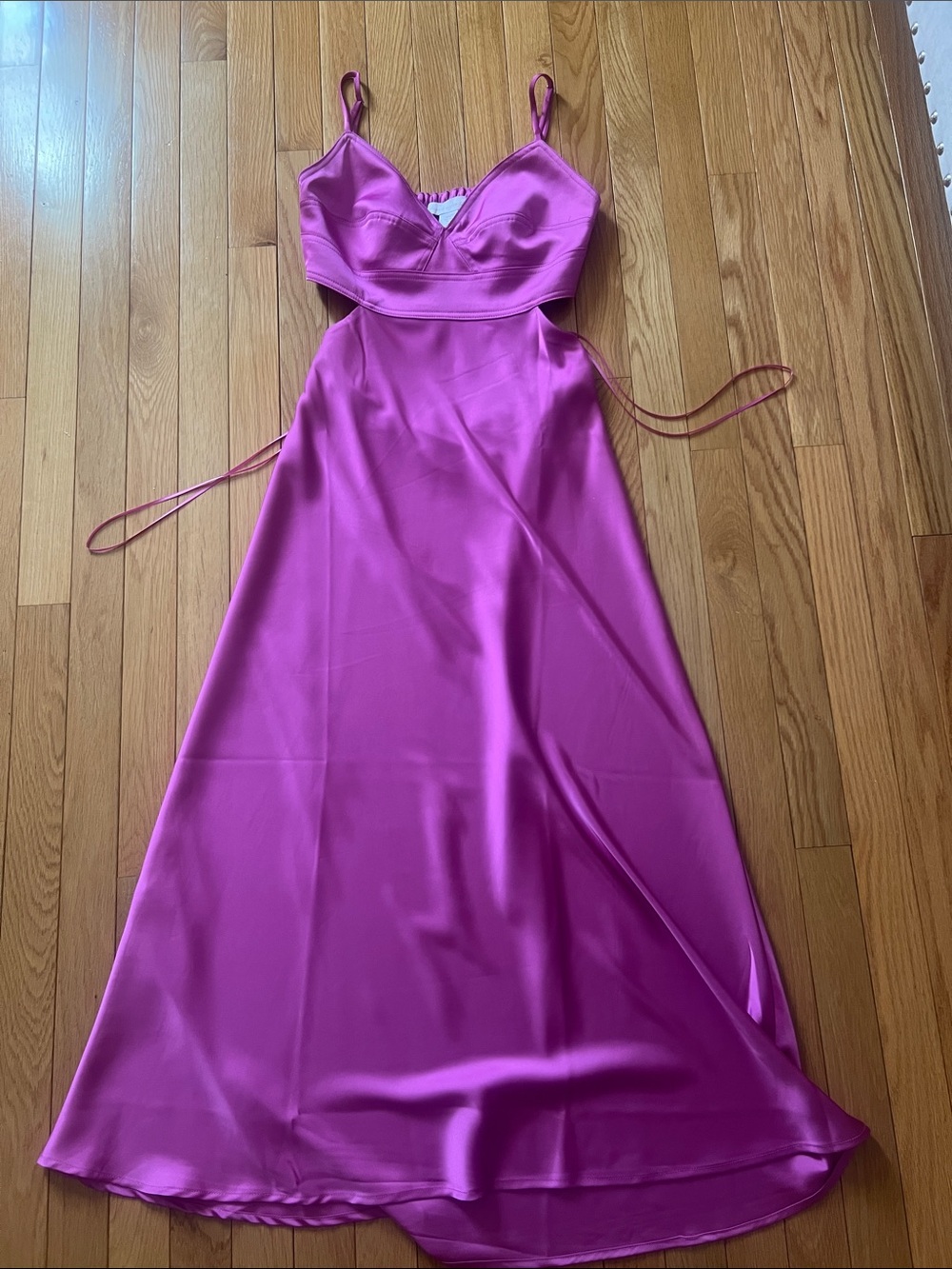 House of Harlow 1960 Hot Pink Satin Midi Slip Dress